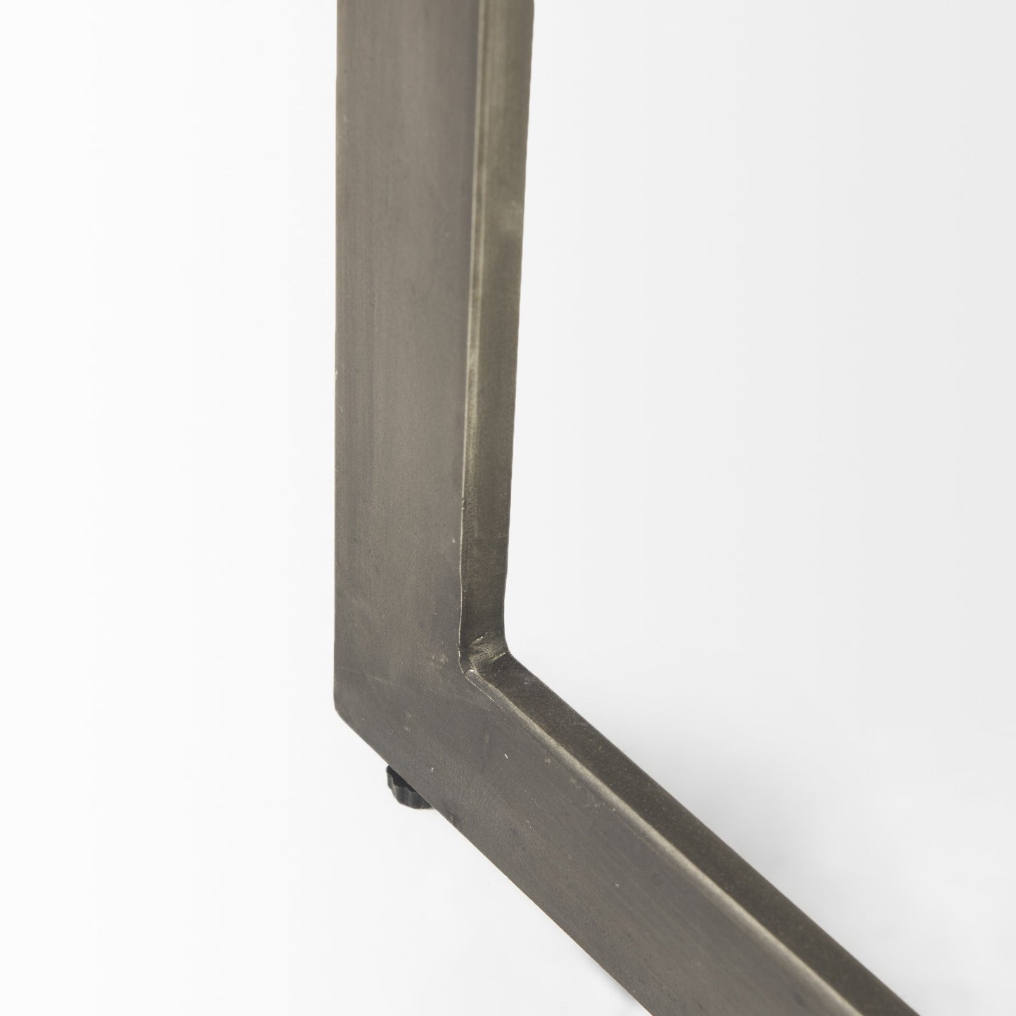 Modern Light Wash And Nickel C Shape Tv Table