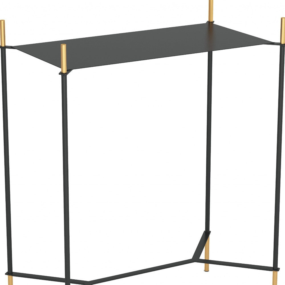 Moderna Black and Gold Accent Side Table