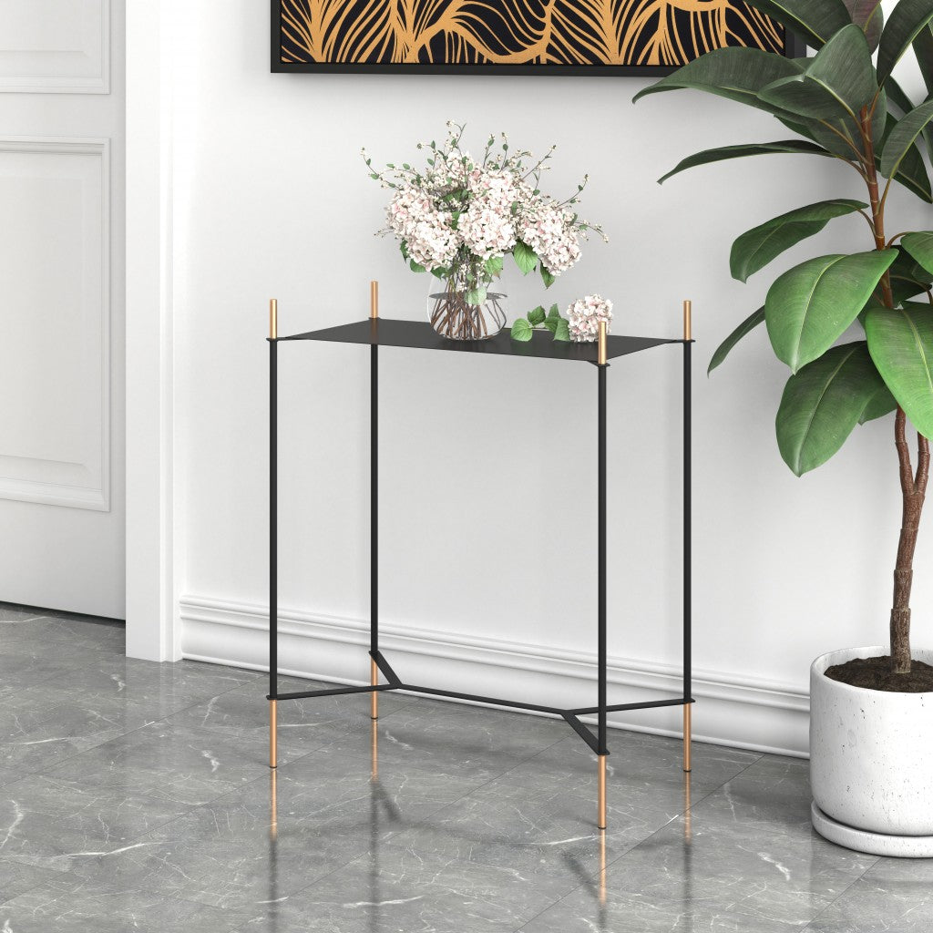 Moderna Black and Gold Accent Side Table