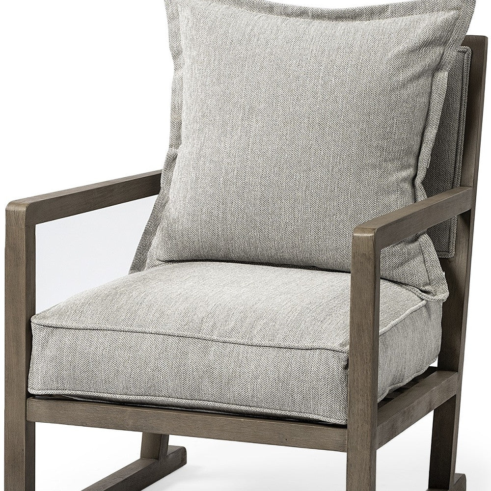 Wooden Accent Chair With Ash Gray Cushions