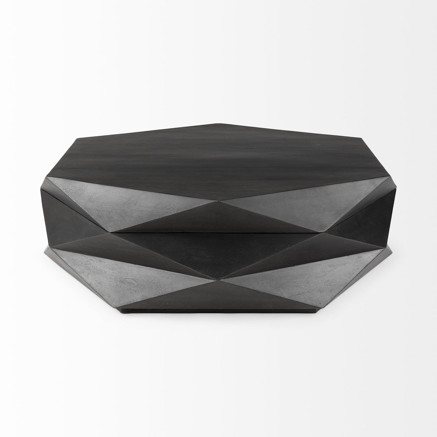 Mod Geometric Black Solid Wood Coffee Table