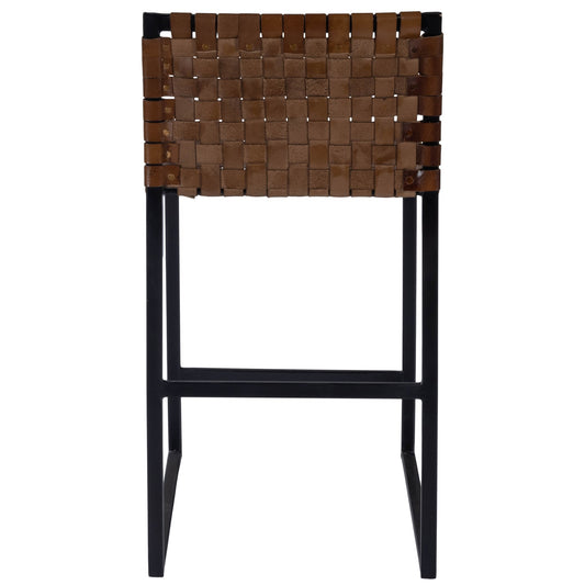 " Brown And Black Leather Bar Chair