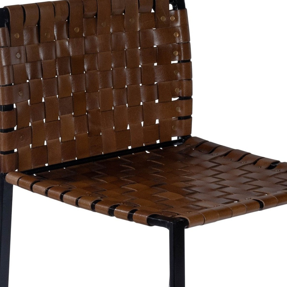 " Brown And Black Leather Bar Chair