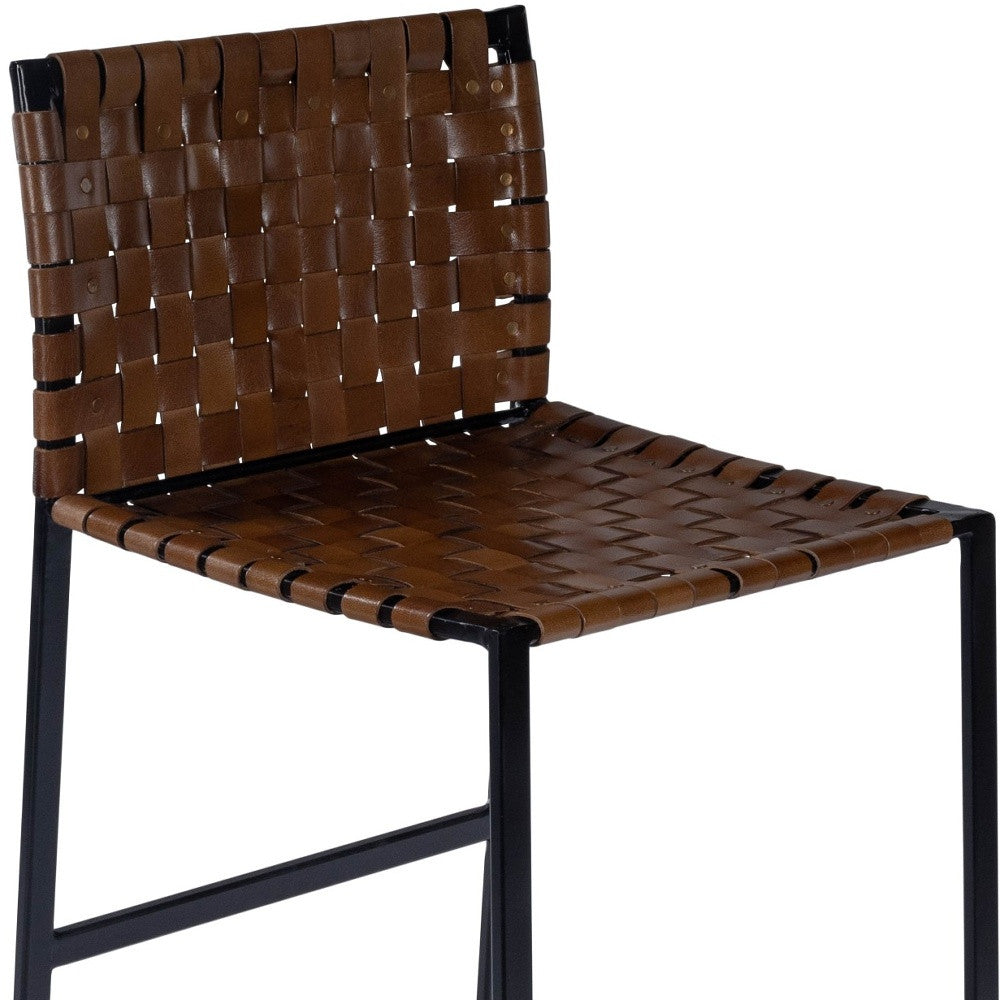 " Brown And Black Leather Bar Chair