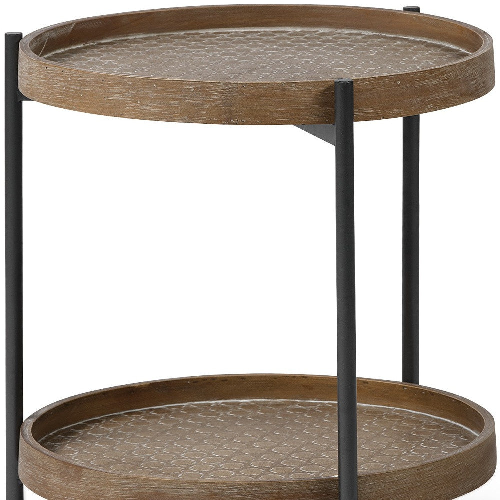 Brown Double Tier Embossed End Table