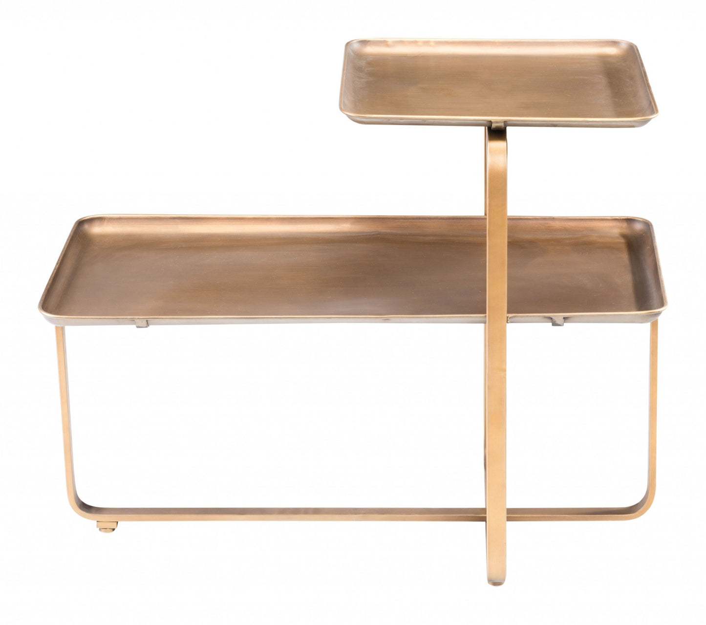 31" Gold Steel Coffee Table With Shelf