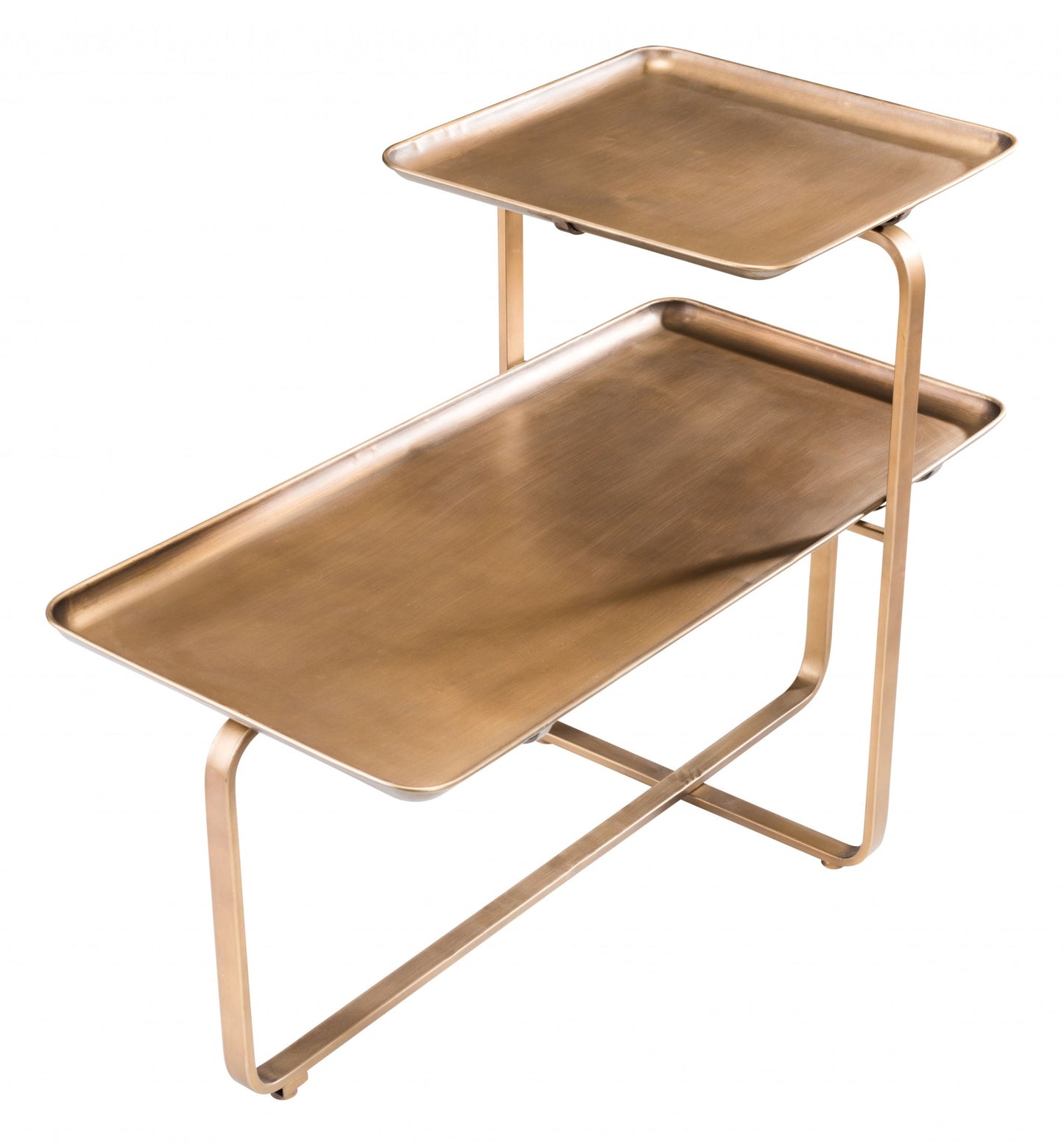 31" Gold Steel Coffee Table With Shelf