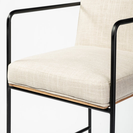 29" Beige Iron Bar Chair