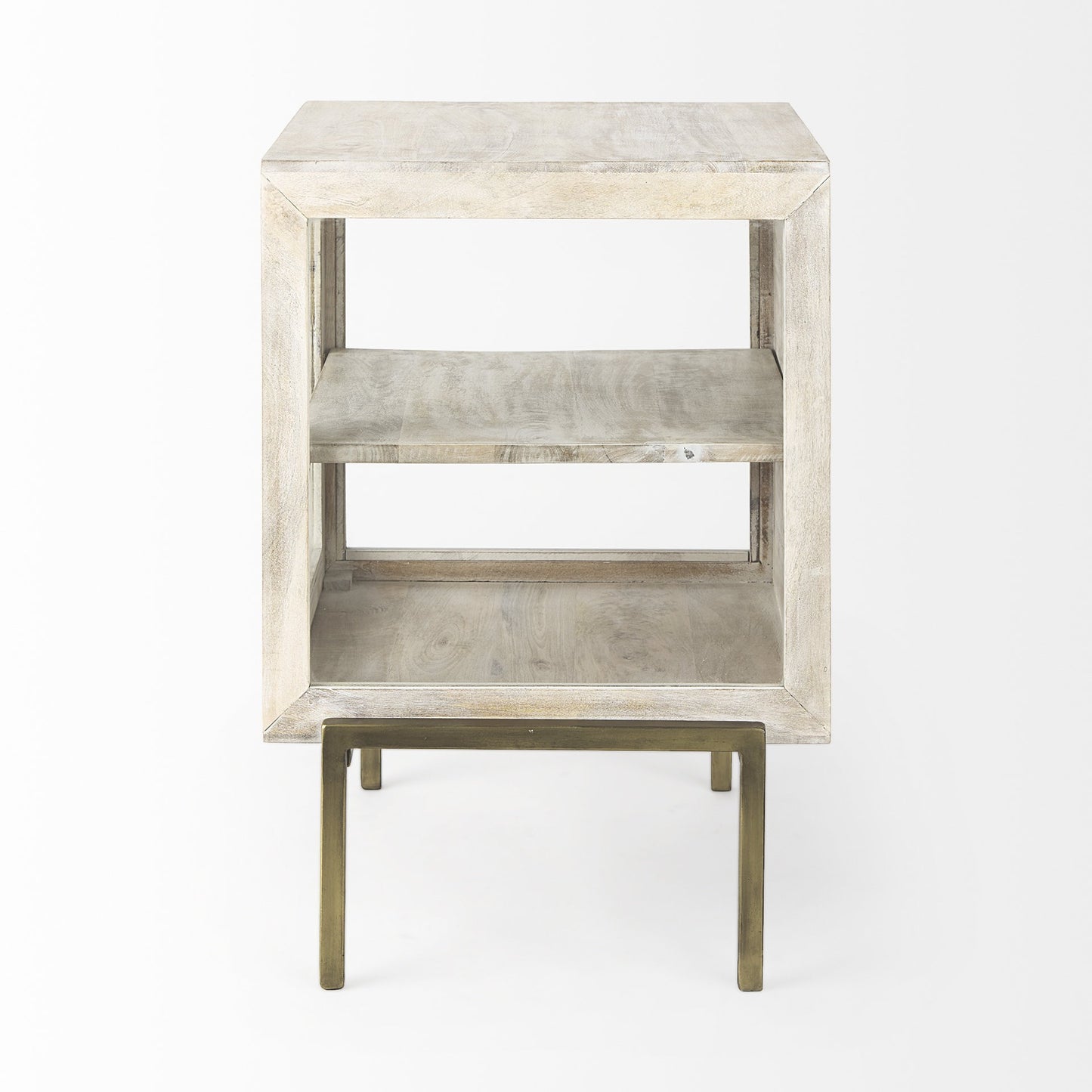 Rustic Weathered White And Gold Shadowbox Cabinet