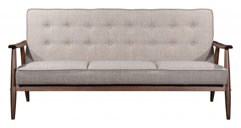 69" Beige And Brown Polyester Sofa