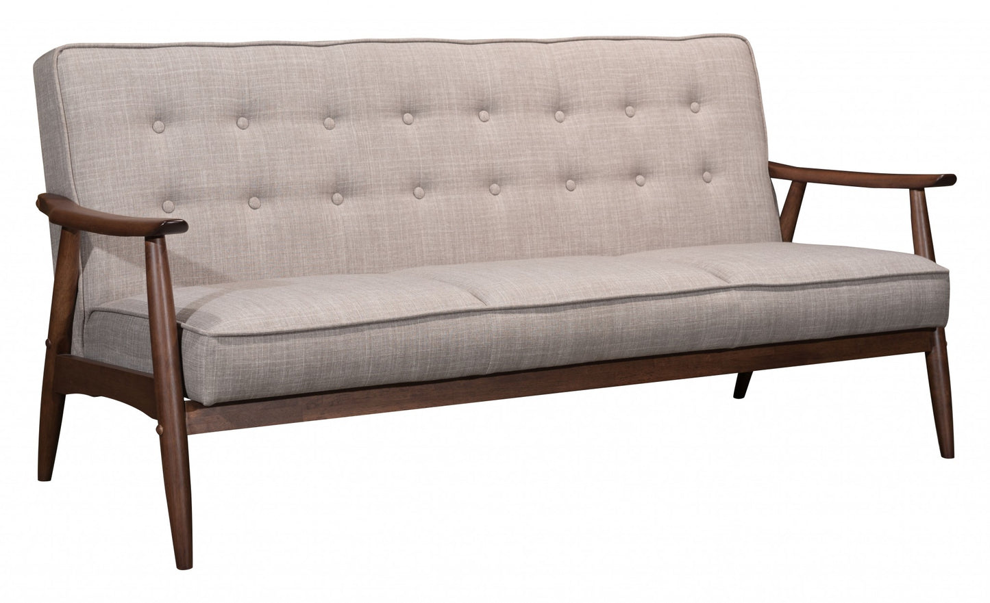 69" Beige And Brown Polyester Sofa