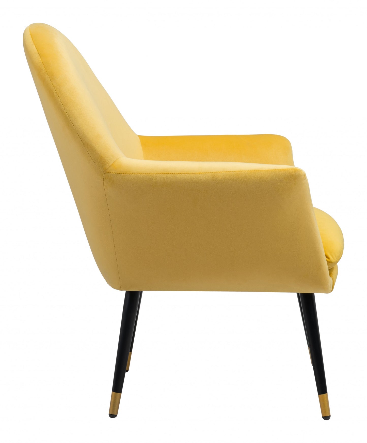 30" Yellow And Gold Velvet Arm Chair