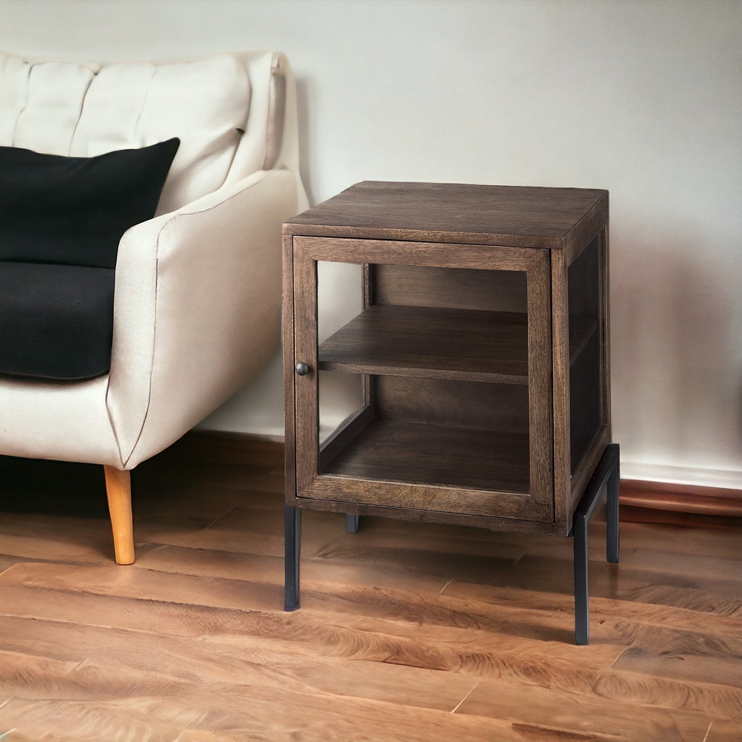 Rustic Dark Brown And Black Shadowbox Cabinet