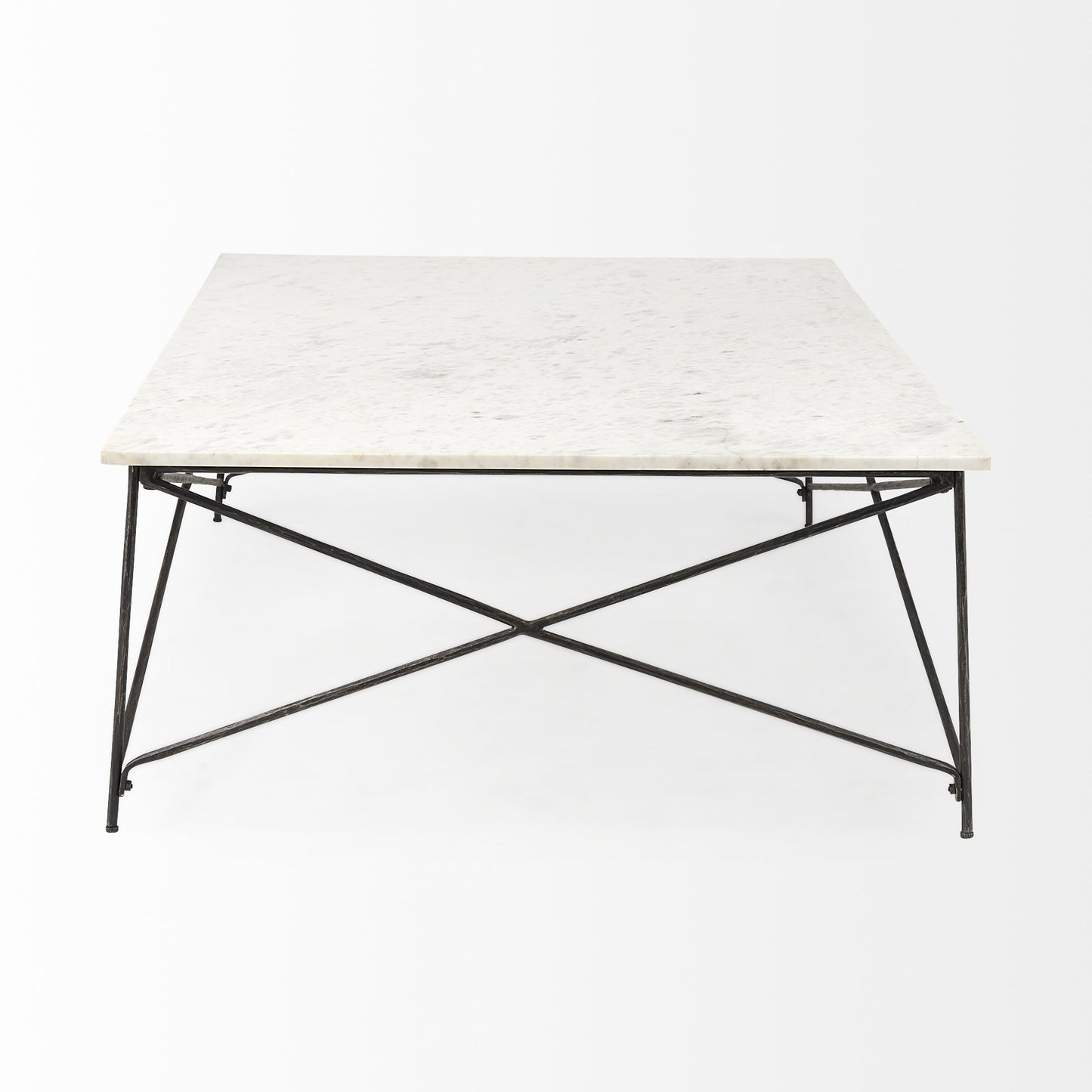 White Marble Criss Cross Base Coffee Table