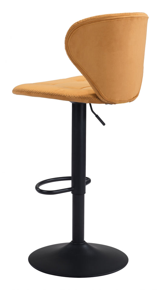 24" Yellow And Black Steel Swivel Low Back Counter Height Bar Chair