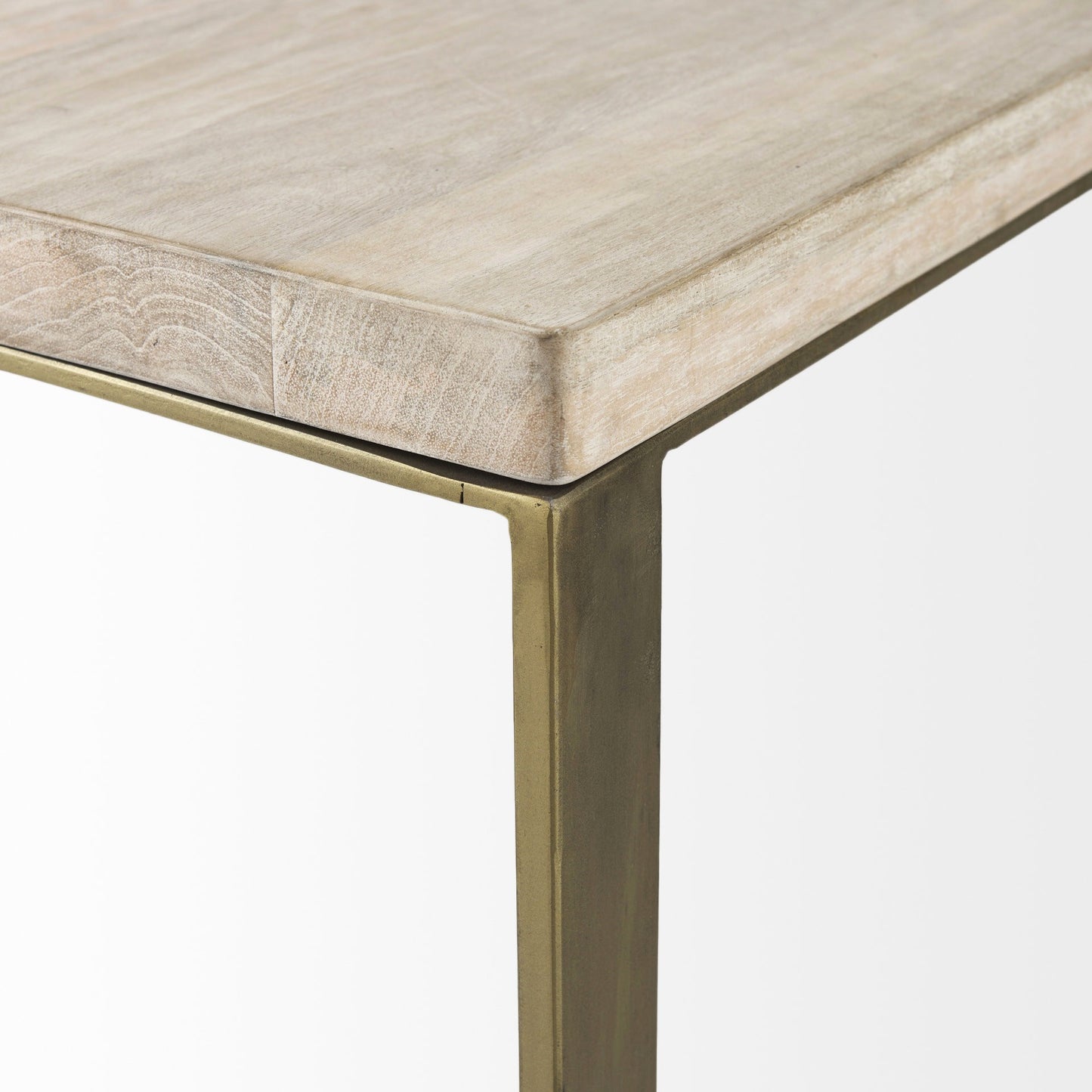 Modern Natural Wash And Golden C Shape Tv Table