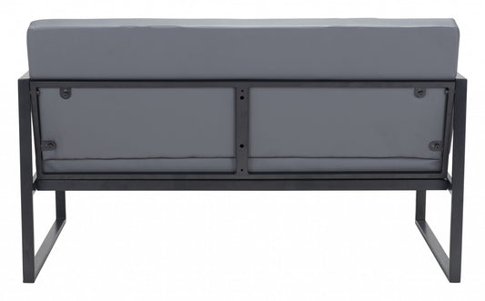45" Gray And Black Faux Leather Sofa