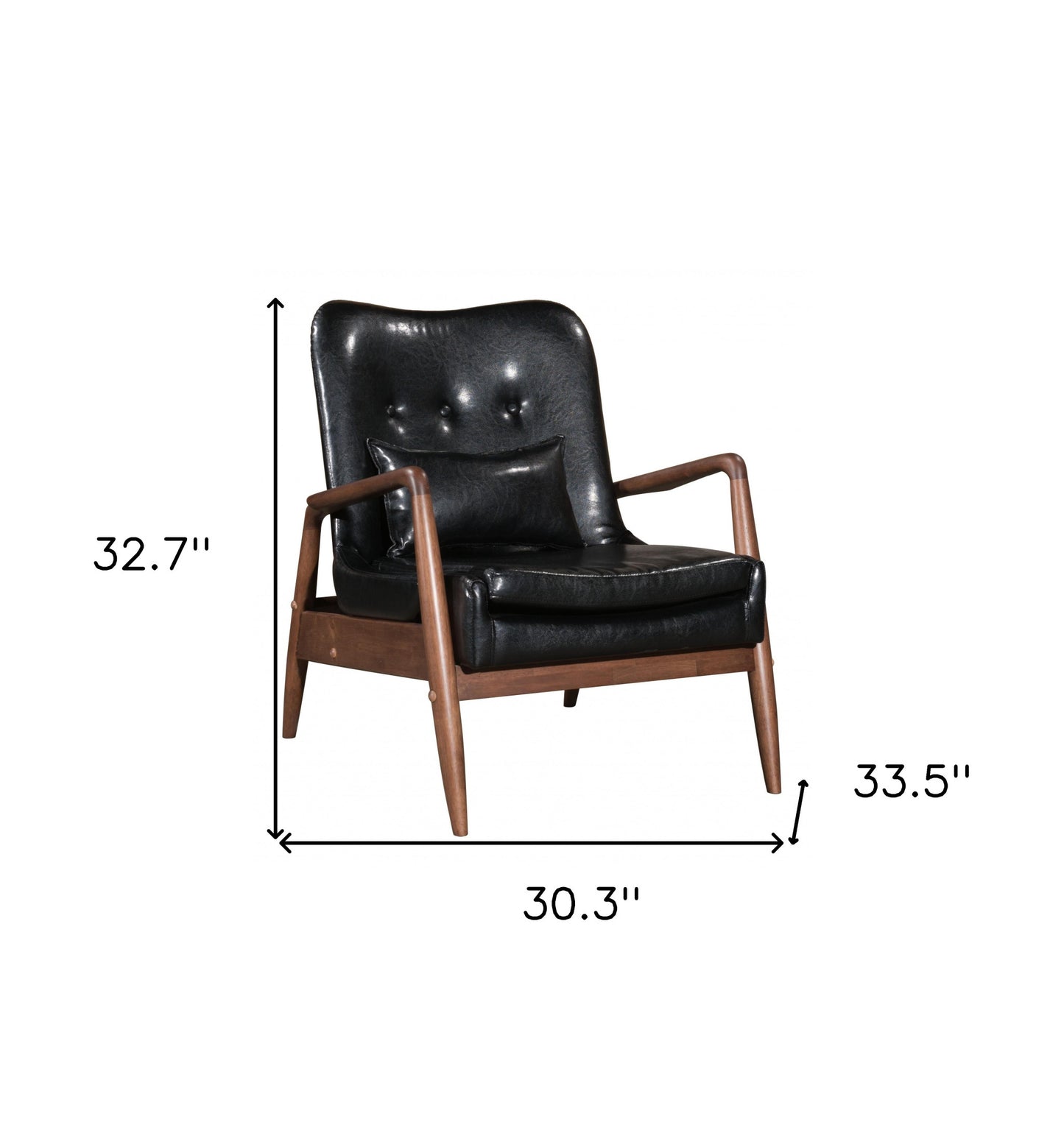30" Black And Brown Faux Leather Tufted Arm Chair With Ottoman