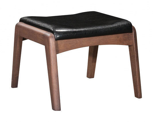 30" Black And Brown Faux Leather Tufted Arm Chair With Ottoman