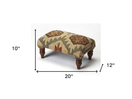 20" Brown Linen Cocktail Ottoman