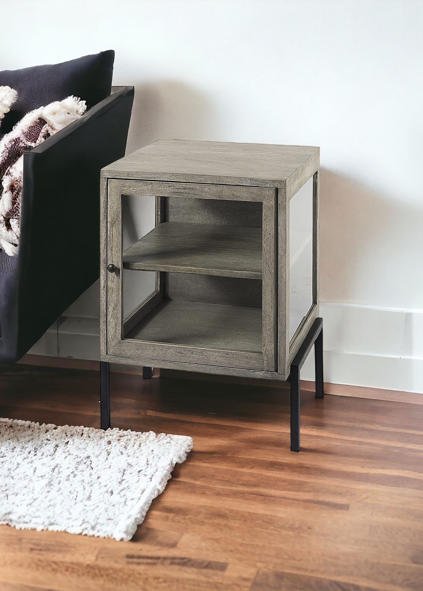 Rustic Dark Gray And Black Shadowbox Cabinet