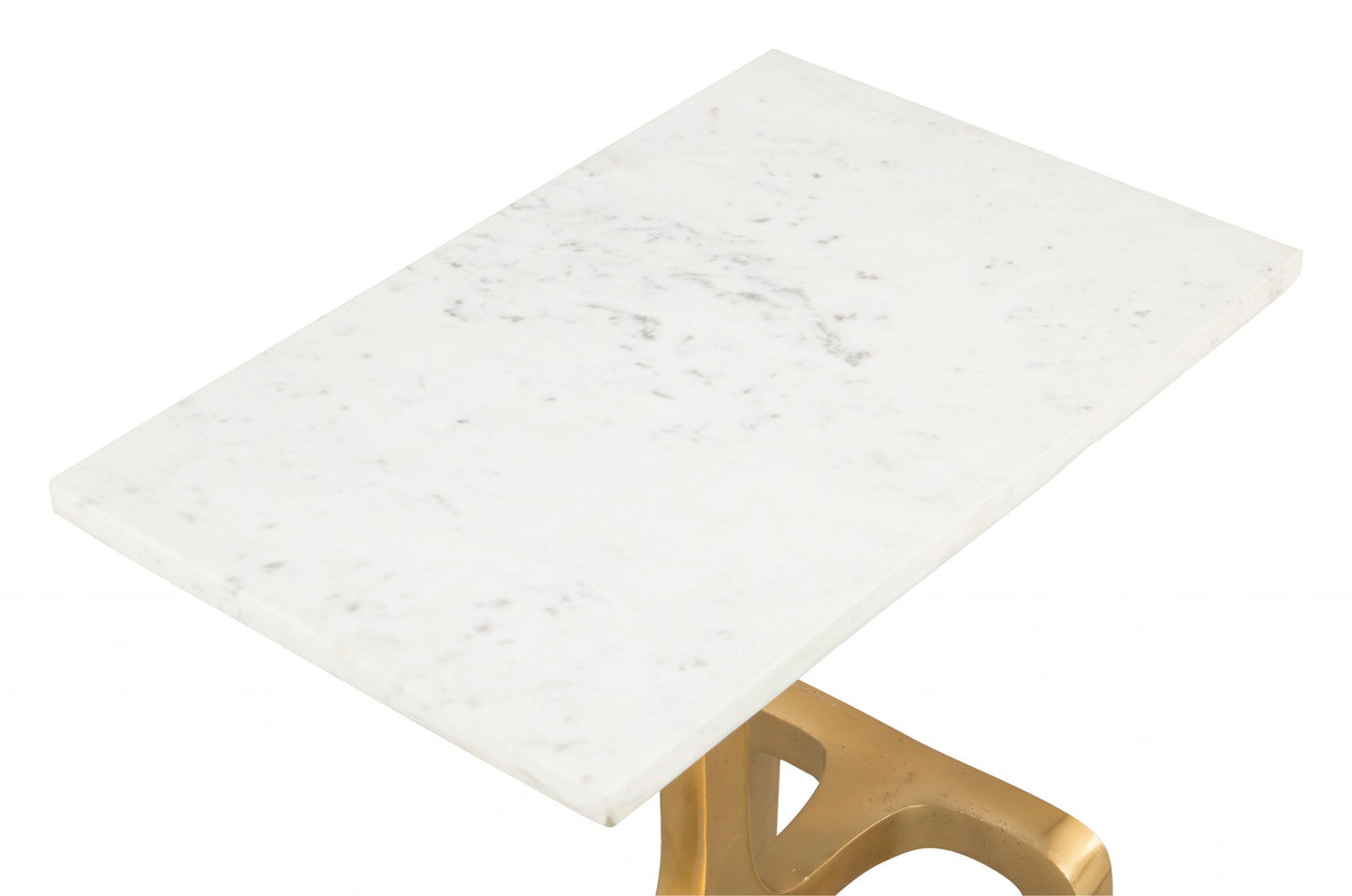 23" Gold Genuine Marble Look Rectangular End Table