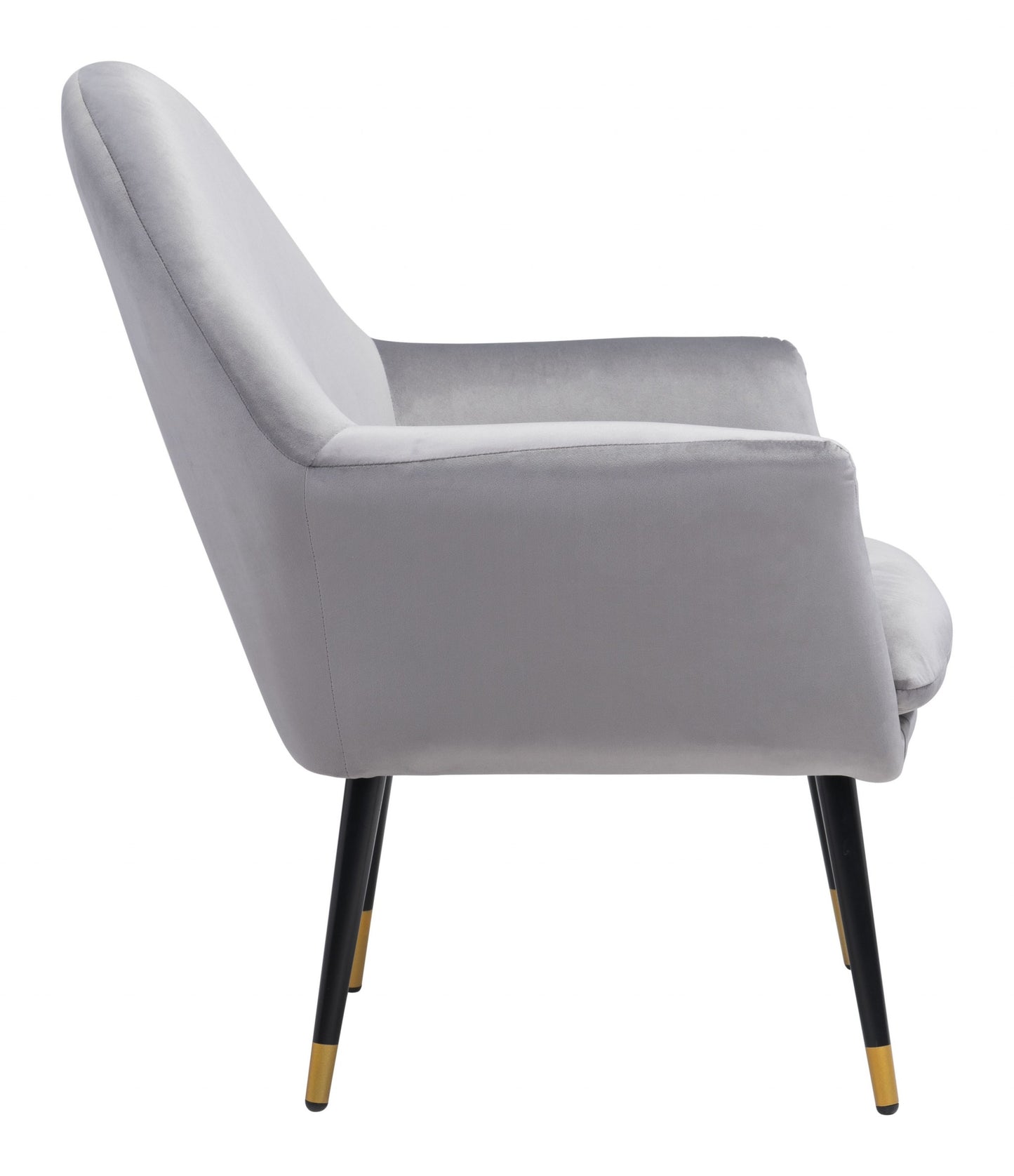 30" Gray And Gold Velvet Arm Chair