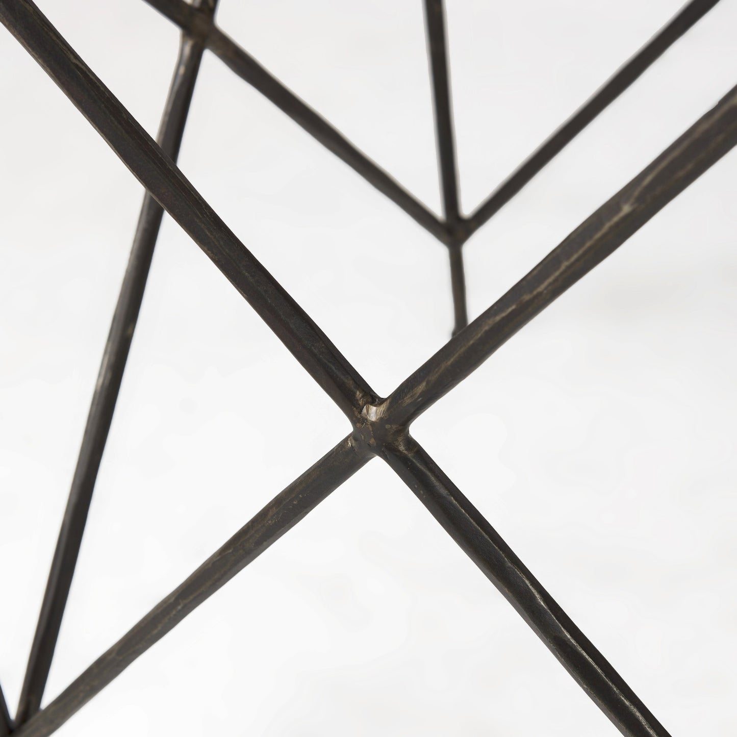 Antiqued Angular Metal And Marble End Table