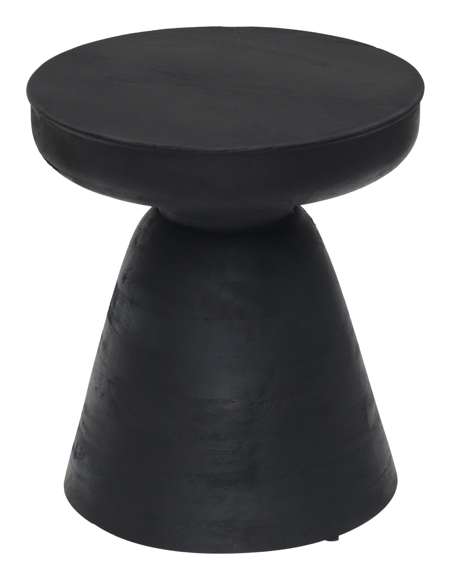 18" Black Solid Wood Round End Table