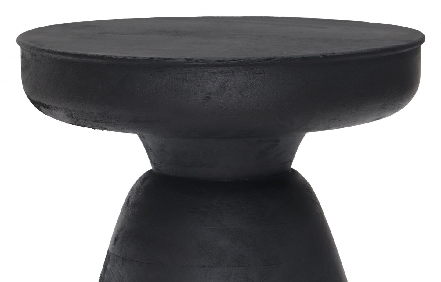 18" Black Solid Wood Round End Table