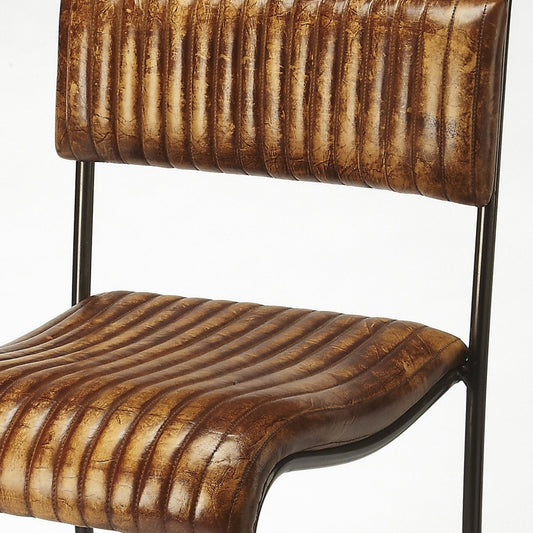 31" Brown And Black Iron Bar Chair
