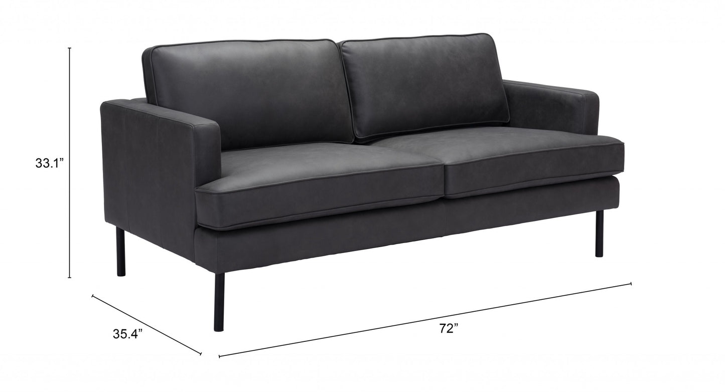 72" Gray And Black Polyester Sofa