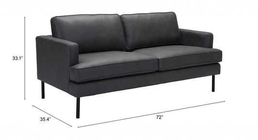 72" Gray And Black Polyester Sofa