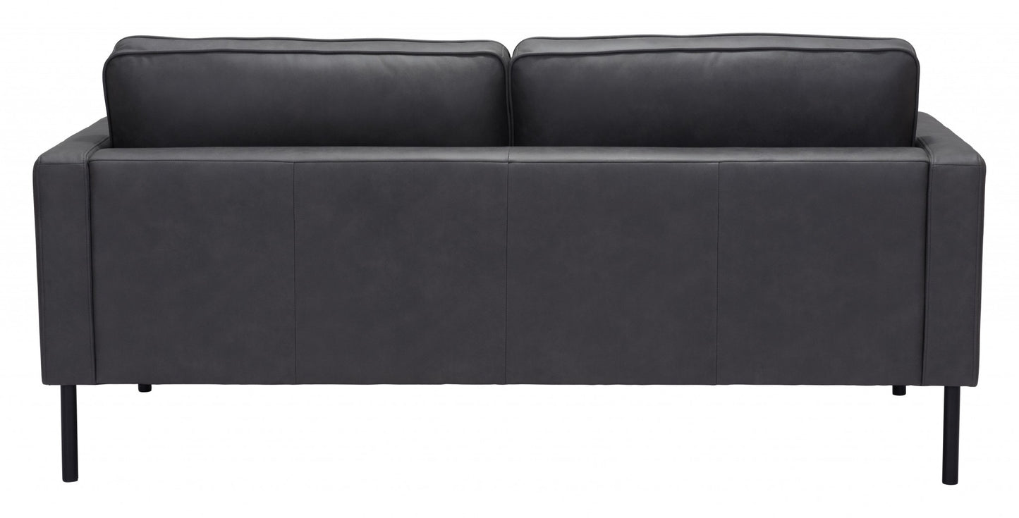 72" Gray And Black Polyester Sofa