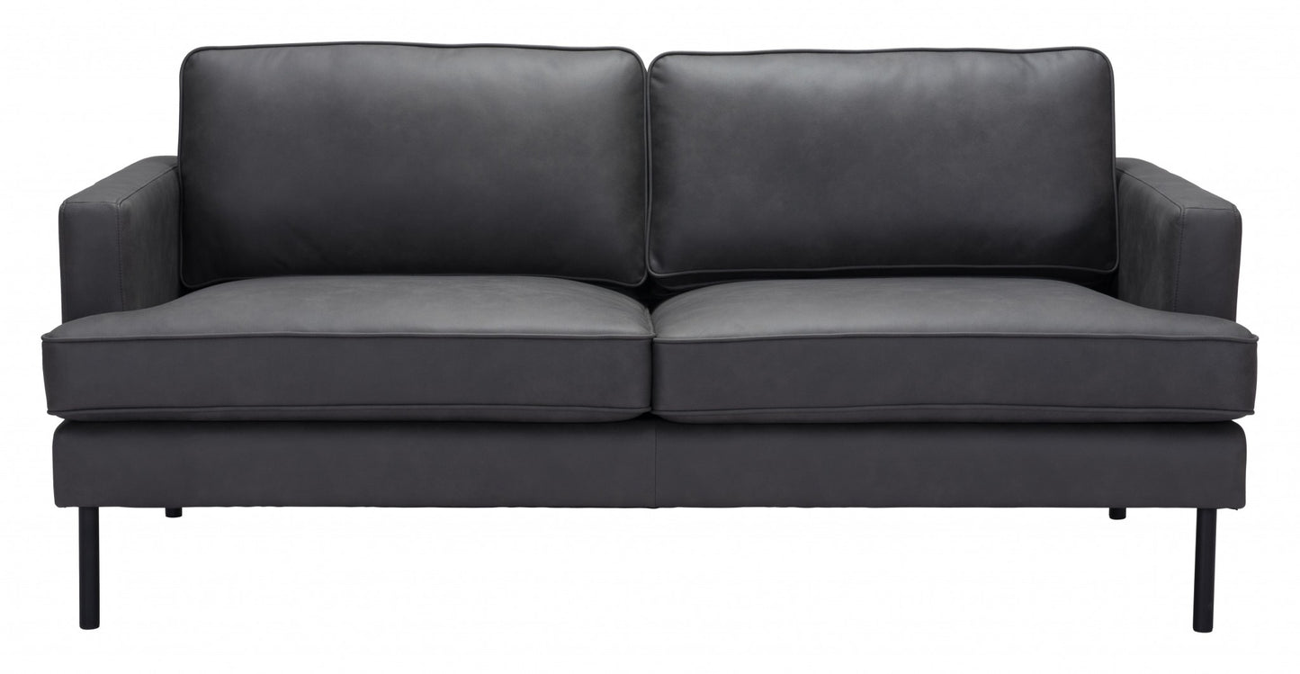 72" Gray And Black Polyester Sofa