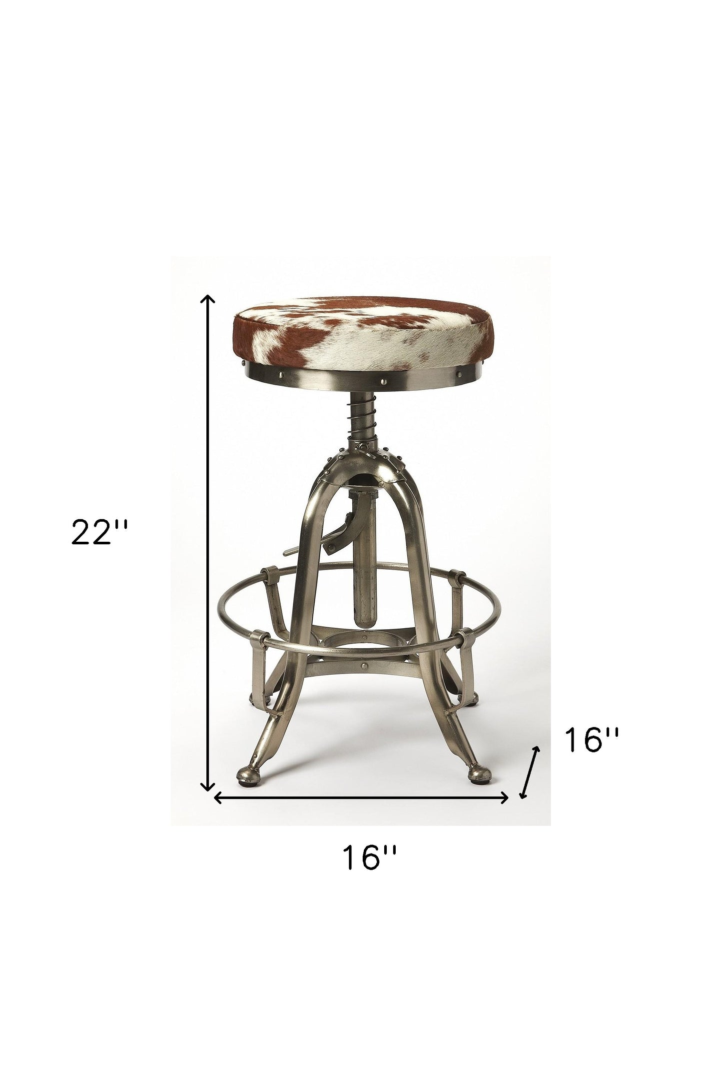 " Brown and White And Silver Iron Backless Bar Chair