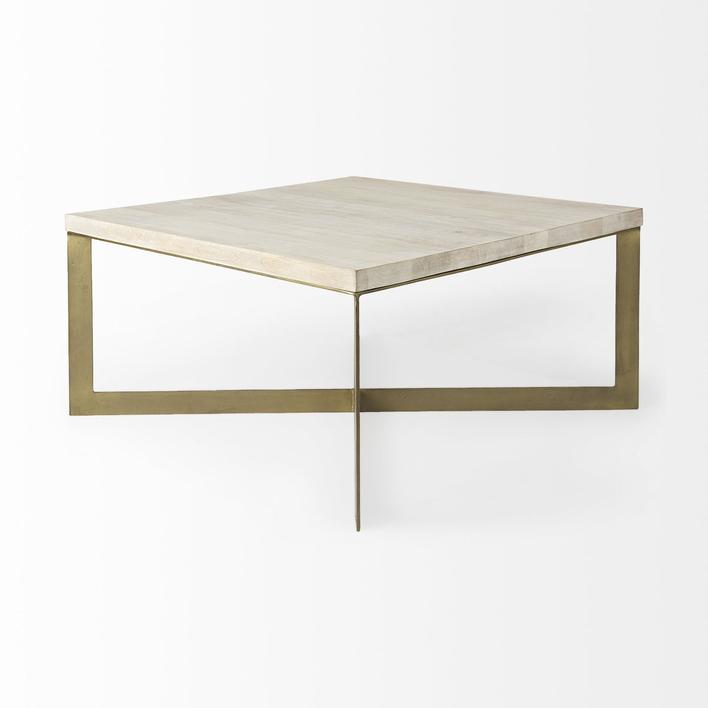 Light Brown Wood And Metal Coffee Table