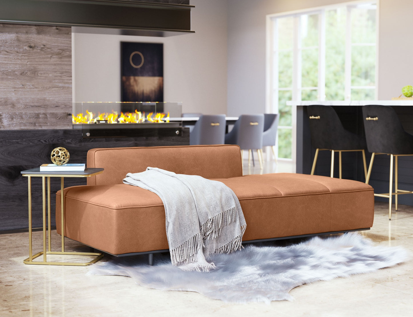 79" Brown And Black Faux Leather Sofa