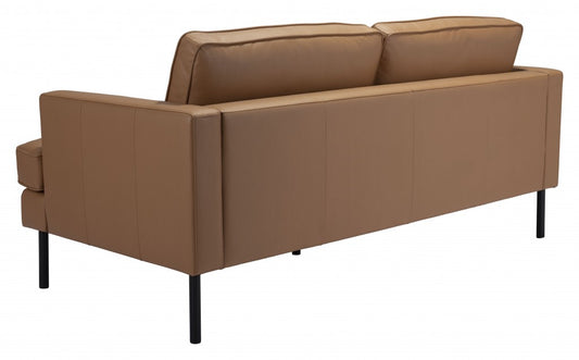 72" Brown And Black Polyester Sofa