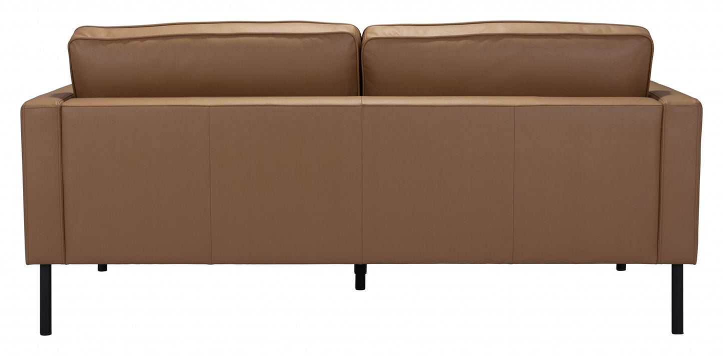 72" Brown And Black Polyester Sofa