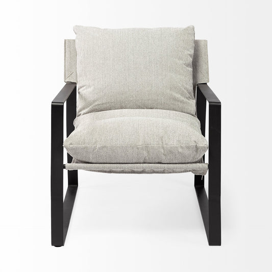 Ash Gray And Black Metal Sling Chair