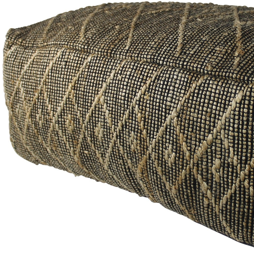 Black Hemp Textured Rectangle Pouf