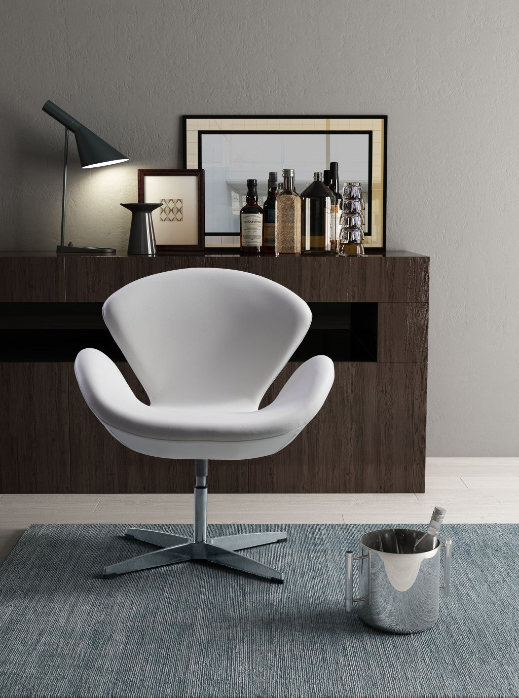 White Scoop Swivel Chair