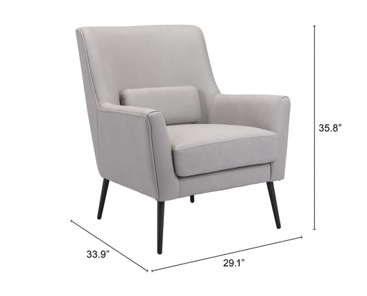 29" Grey Faux Leather And Black Arm Chair