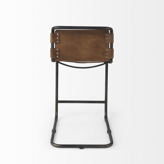 29" Brown And Black Steel Bar Chair