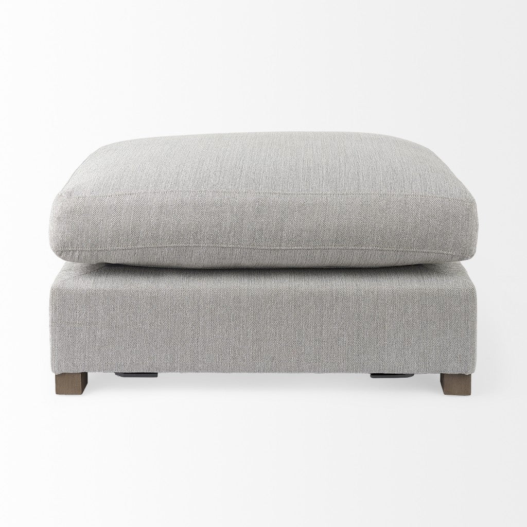 26" Light Gray Jute And Brown Cocktail Ottoman