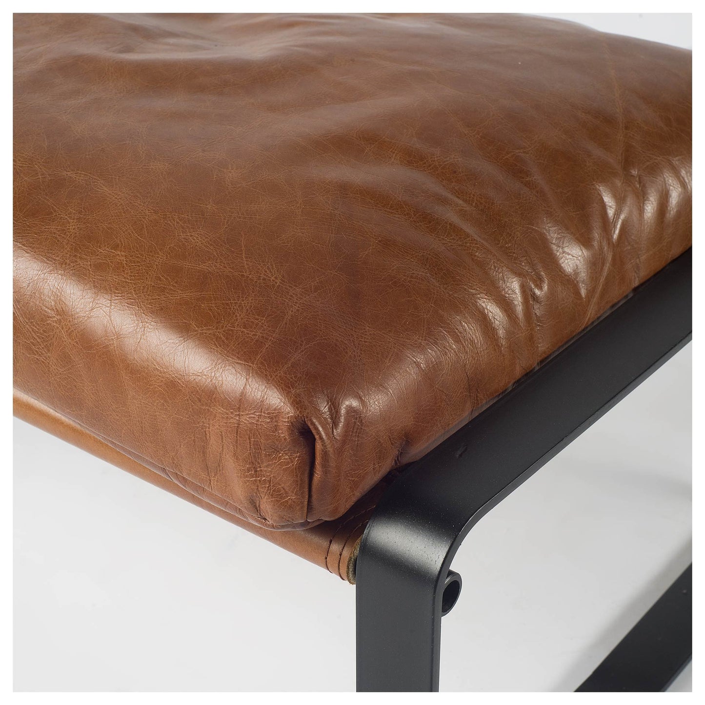 19" Brown Faux Leather Ottoman