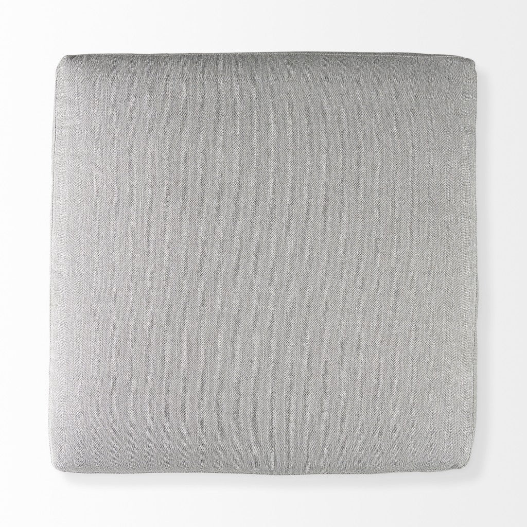 39" Light Gray Polyester And Brown Cocktail Ottoman