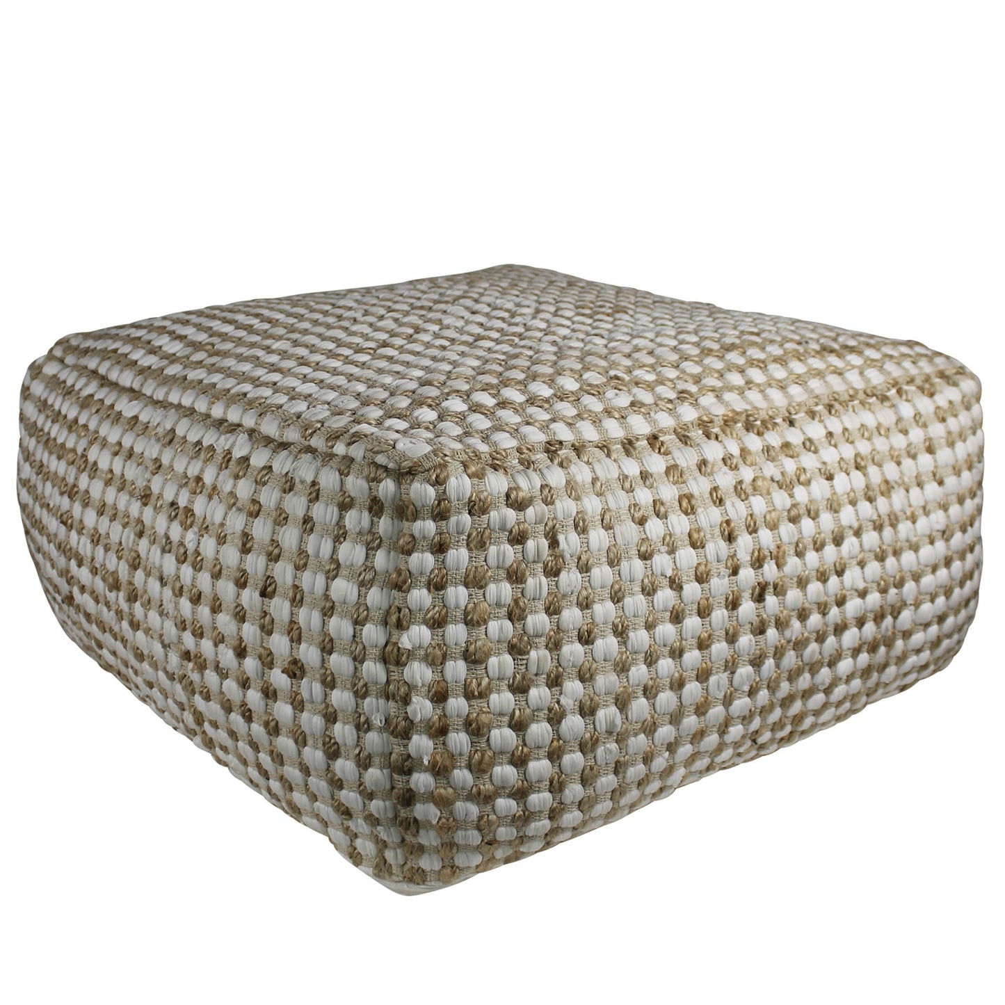 Natural Hemp Dotted Rectangle Pouf