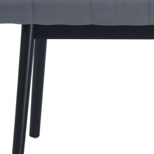 49" Gray and Black Upholstered Velvet Bench